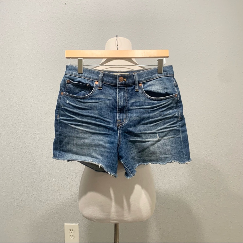 Madewell Distressed Denim Shorts Raw Hem, Vintage Wash, Size 27